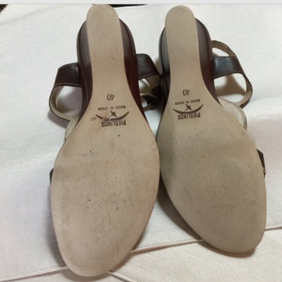 Pikolinos Women Size EU40 US 9 - 9.5 Shoes Wedge Heels Sandals Leather Brown Tan - Picture 8 of 8